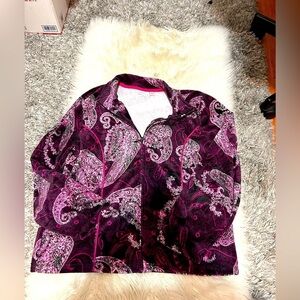Women's Size Large Pink and Black Paisley Print Jacket